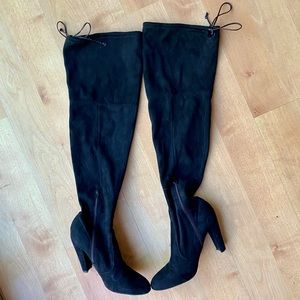 Black Over the Knee High Suede High Heel brat